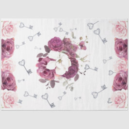 Seda Llaves plateadas y papel de tejidos Bodas florales