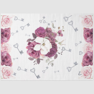 Seda Llaves plateadas y papel de tejidos Bodas florales