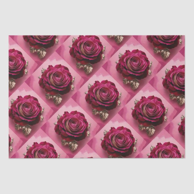 Seda Lujoso juego de papel de tejidos de rosa roja (Anverso)