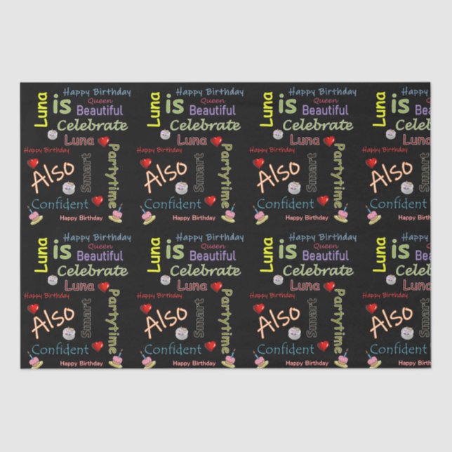 Seda Luna de Papel Tejido Feliz Cumpleaños (Anverso)