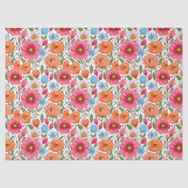 Seda Magnífico papel de tejido floral (Anverso)