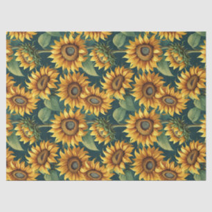 Seda Mañana de girasoles en papel tisú verde profundo