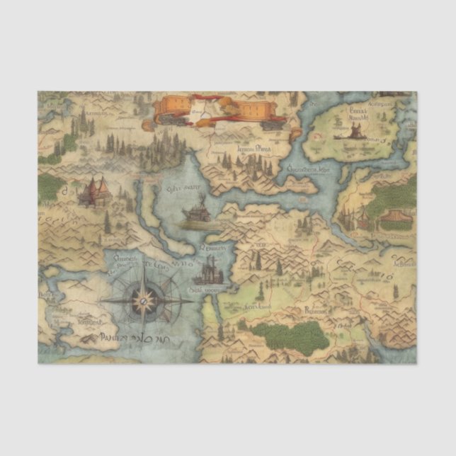 Seda Mapa del mundo antiguo Papel de desconchado de épo (Anverso)