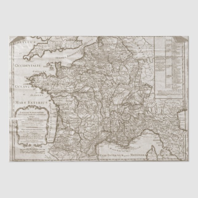 Seda Mapa del papel del árbol de deshuesado de Francia (Anverso)