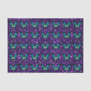 Seda Mariposa Azul Sobre Papel De Tejido De Purpurina P