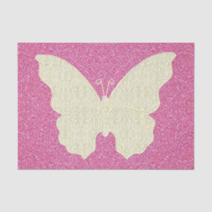 Seda Mariposa De Lazo Sobre Papel Tejido De Purpurina R