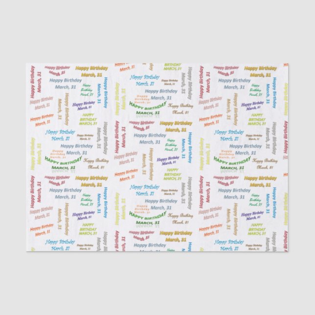 Seda Marzo, 31 Papel de los tejidos de cumpleaños (Anverso)