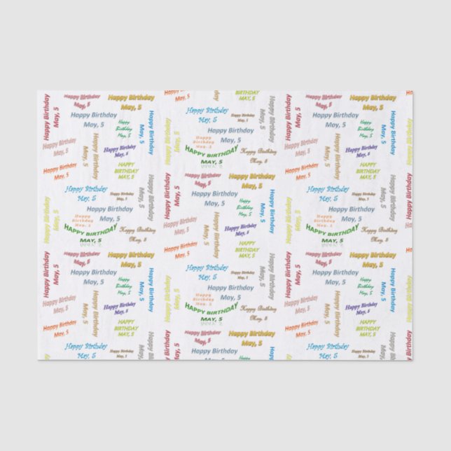 Seda Mayo, 5 Papel de los tejidos de cumpleaños (Anverso)