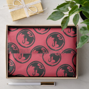 Seda Medio de papel de tejido coralino Dragon Negro