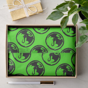 Seda Medio de papel de tejido verde del Dragon Negro