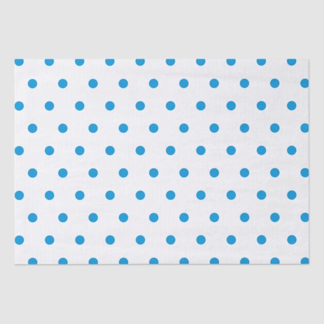 Seda Moda Pos de Polka Azul Papel de Tejido (Anverso)