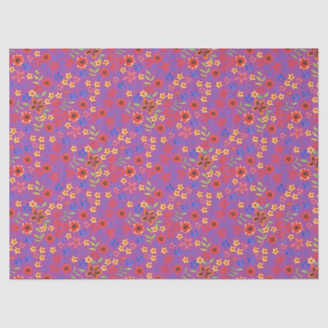 Seda Moda retro Ditsy Floral sobre papel de tejido mage (Anverso)