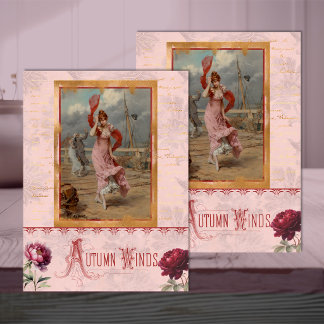 Seda Mujer Belle Époque en Papel de Decoupage Rosa