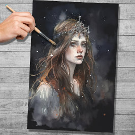 Seda Mujer con acuarela Tiara 1 Papel de descomposición