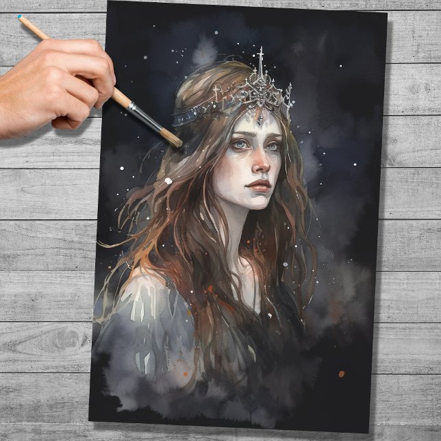 Seda Mujer con acuarela Tiara 1 Papel de descomposición (Subido por el creador)