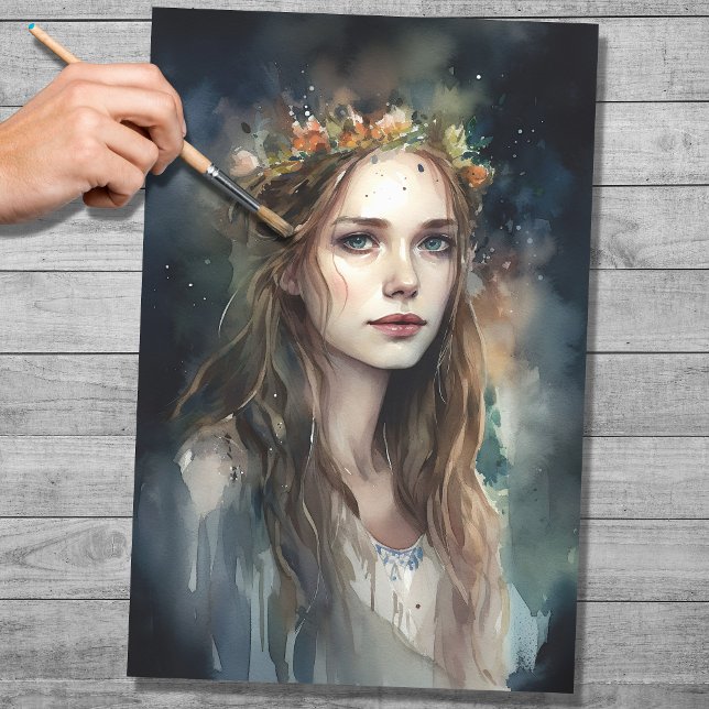 Seda Mujer con la acuarela Tiara 3 Papel de descomposic (Subido por el creador)