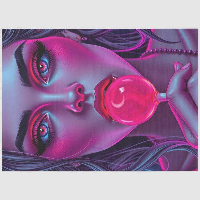 Seda Mujer de arte pop neón papel decoupage | Piruleta  (Anverso)