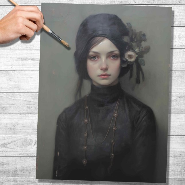 Seda Mujer en papel negro de 1 desconchón (Subido por el creador)