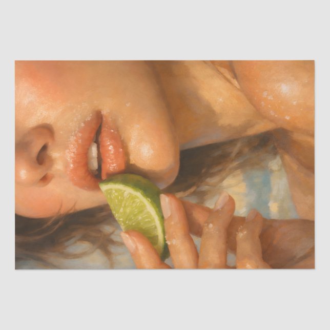 Seda Mujer Labios de Lima Papel de Decoupage de Verano  (Anverso)