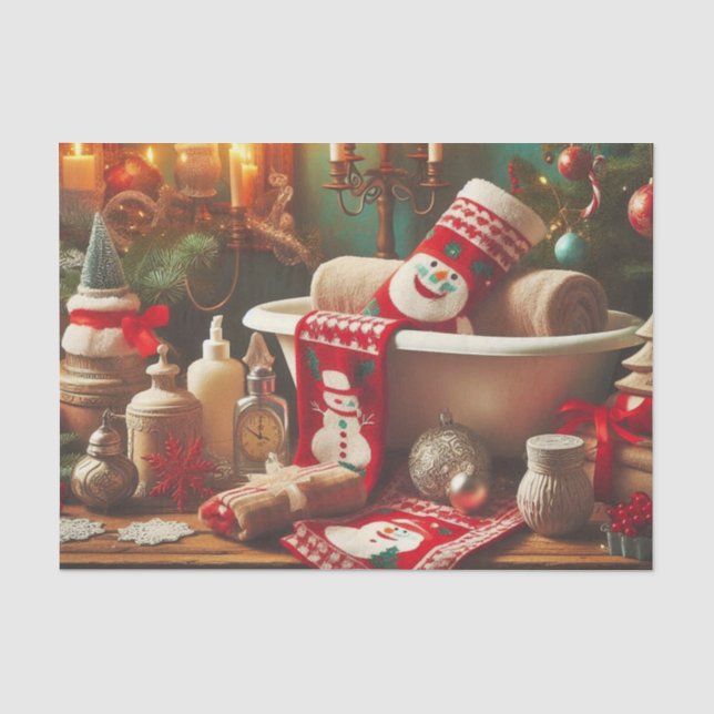Seda Muñeco de nieve de Navidad Decoupage Papel higiéni (Anverso)