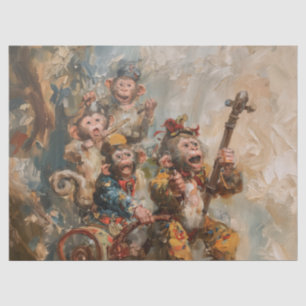 Seda Músicos - Papel de té estilo pintura al óleo