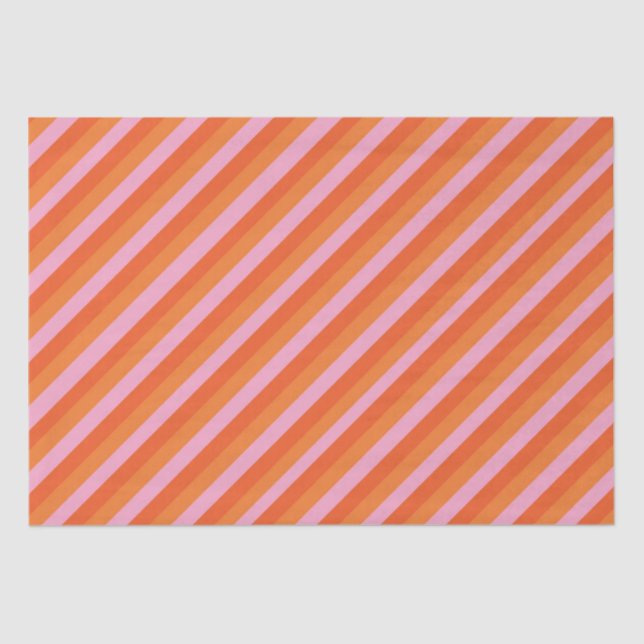 Seda Naranja diagonal retro y papel de tejido rosado (Anverso)