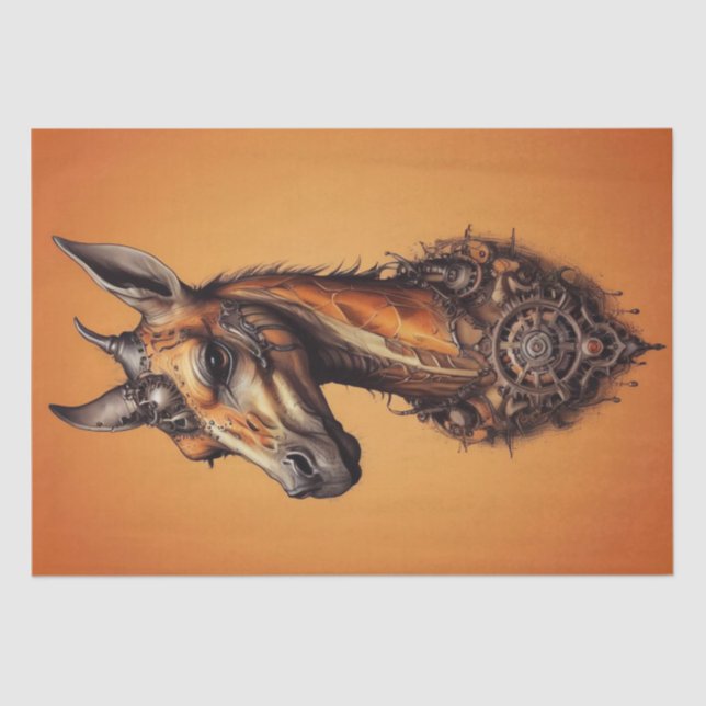 Seda Naranja Steampunk Giraffe, Papel de tono de página (Anverso)