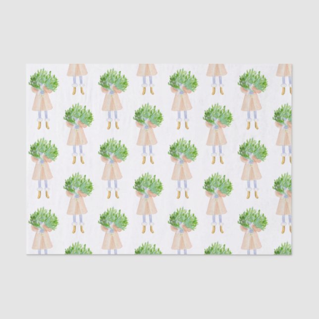 Seda Navidades acuarelas Papel higiénico Chica de moda (Anverso)