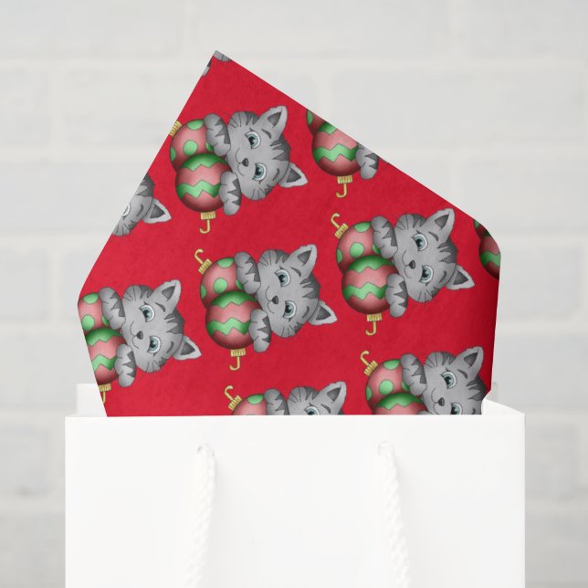 Seda Navidades bulbo de papel tisular de gato (Bolsa de regalo)