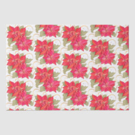 Seda Navidades clásicos Papel de tejidos de puninsettia