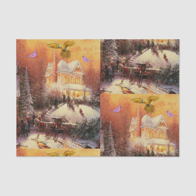 Seda Navidades de papel de tejido decorativo (Anverso)