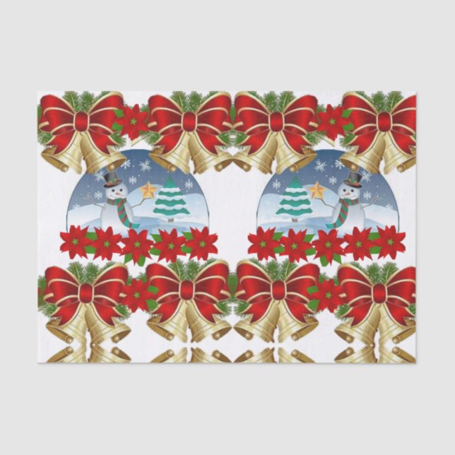 Seda Navidades de papel de tejido decorativo snowman (Anverso)