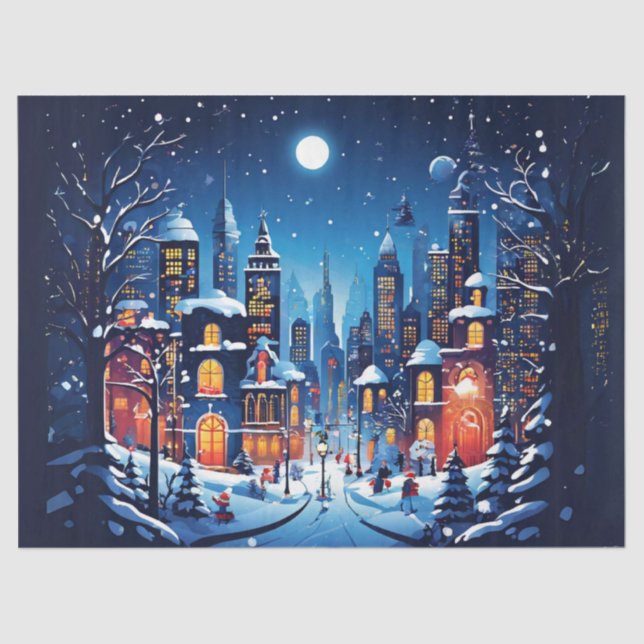 Seda Navidades en el papel de dibujo de la ciudad (Anverso)