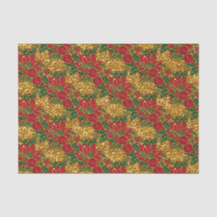 Seda Navidades PAPEL DE BRAZO DE POINsettia-TISSUE,Oro