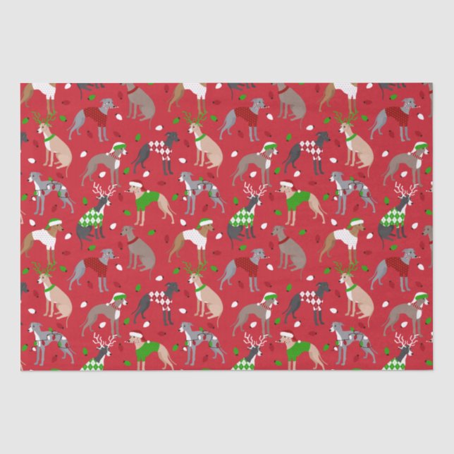 Seda Navidades Papel de sete de perro de Greyhound (Anverso)