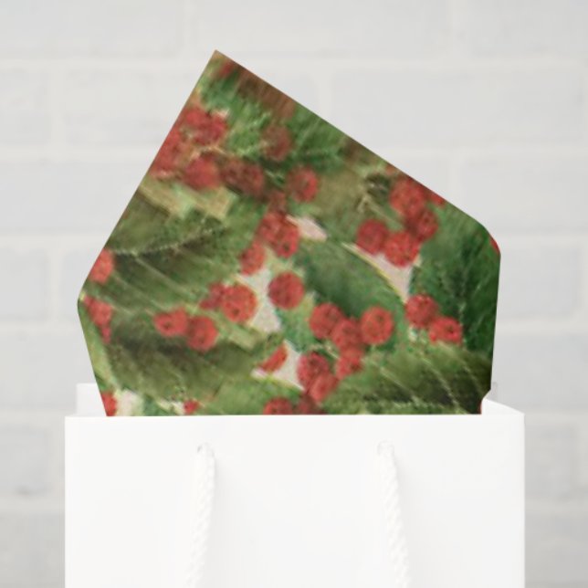 Seda Navidades papel tisular de patrón holly (Bolsa de regalo)