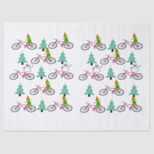 Seda Navidades Snowman Elf Bicicleta de papel de tejido
