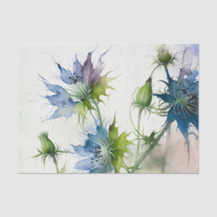 Seda NIGELLA bello papel azul floral de descomposición