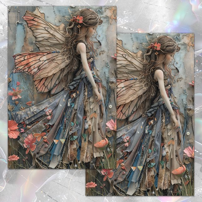 SEDA NIÑA HADA DEL BOSQUE PAPEL DE DECUPAGE (FOREST FAIRY GIRL DECOUPAGE TISSUE PAPER)