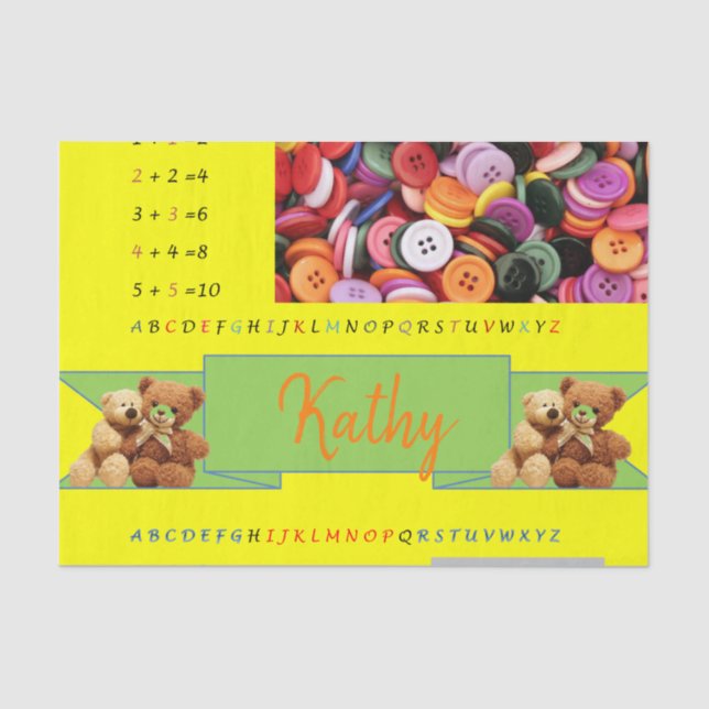 Seda Números de alfabeto de papel de tejidos (Anverso)