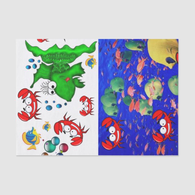 Seda Océano de cangrejo de pescado de papel de tejidos (Anverso)