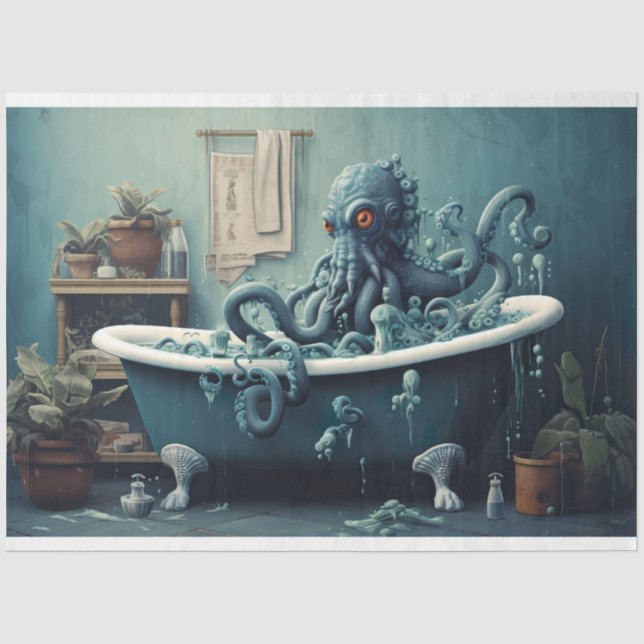 Seda Octopus en la bañera 3 Papel de color (Anverso)