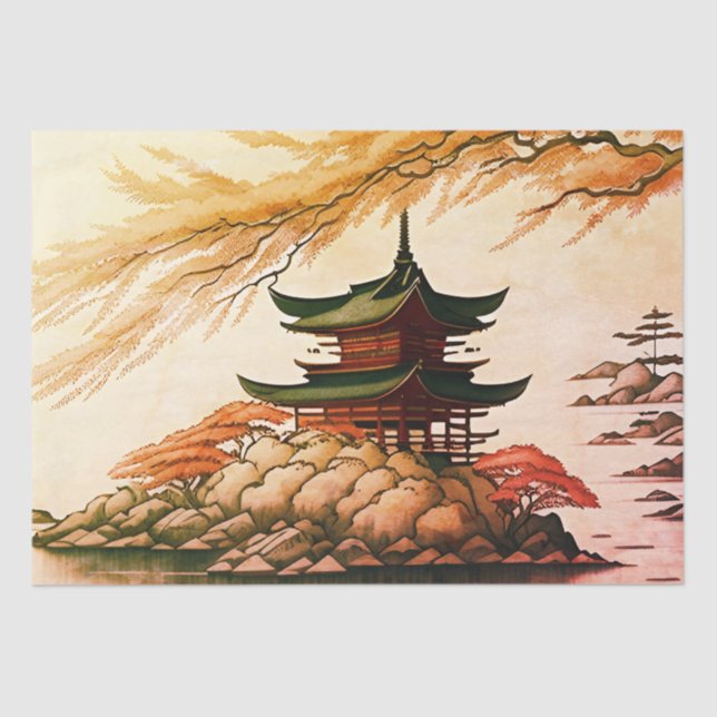 Seda Pagoda en papel de tejidos rocosos (Anverso)