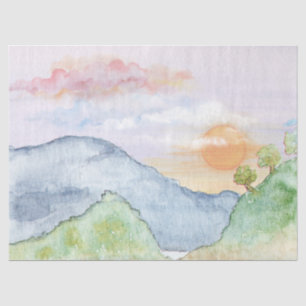 Seda Paisaje acuarela 17X23 Papel de tejidos de color d