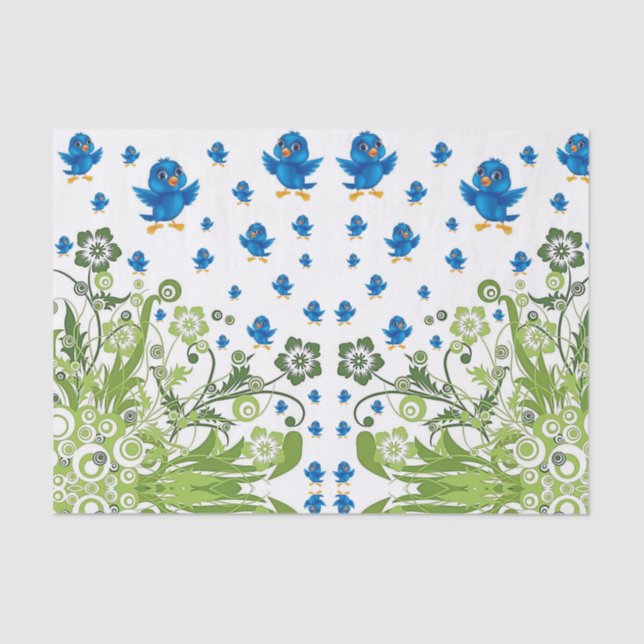 Seda Pájaros de papel de tejido decorativo (Anverso)