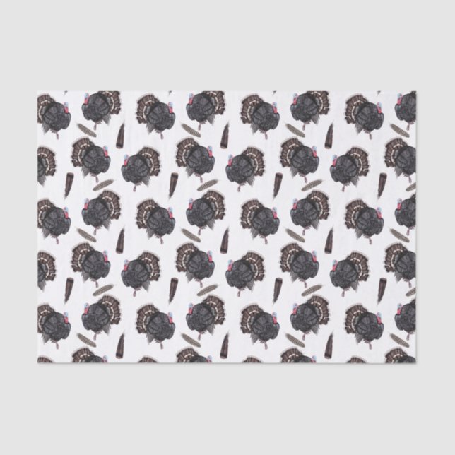 Seda Pájaros y plumas - Papel de tejidos blancos (Anverso)