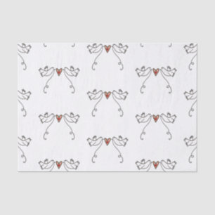 Seda Palomas blancas y papel de tejidos para el corazón