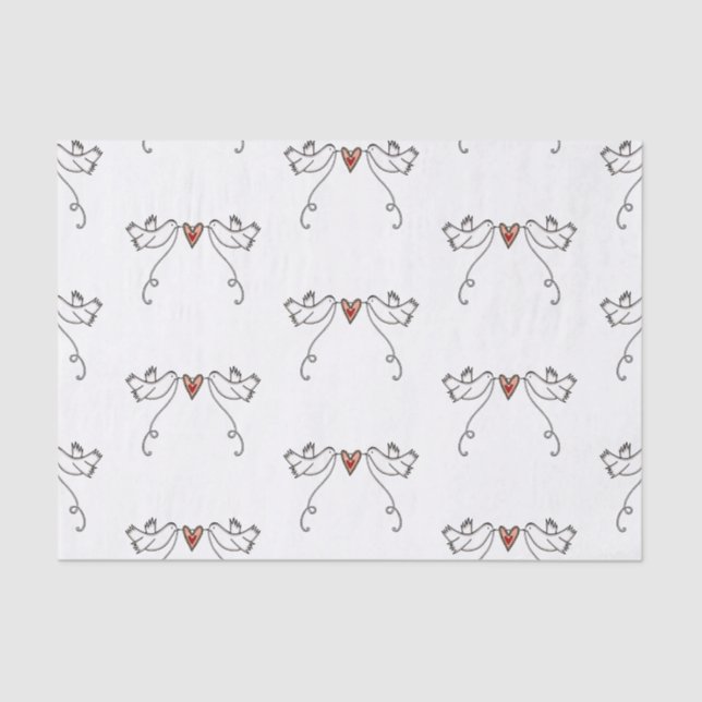 Seda Palomas blancas y papel de tejidos para el corazón (Anverso)
