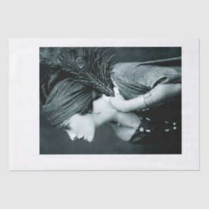 Seda Papel anticuado de piel de Chica y pavo real de lo