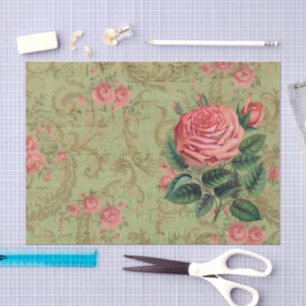 Seda Papel anticuado de Rosa y tinta rosada y sabio